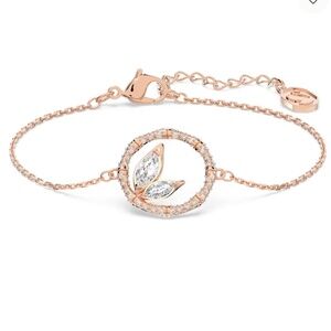 Dellium bracelet Bamboo, White, Rose gold-tone plated